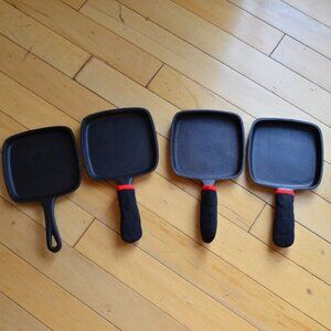 Skookie Mini Skillet 6" Cast Iron SQUARE SKILLET/FRY PAN SET OF 4